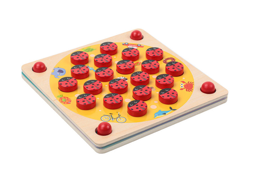 A close-up of a beautiful wooden toy showing its natural grain and eco-friendly packaging.