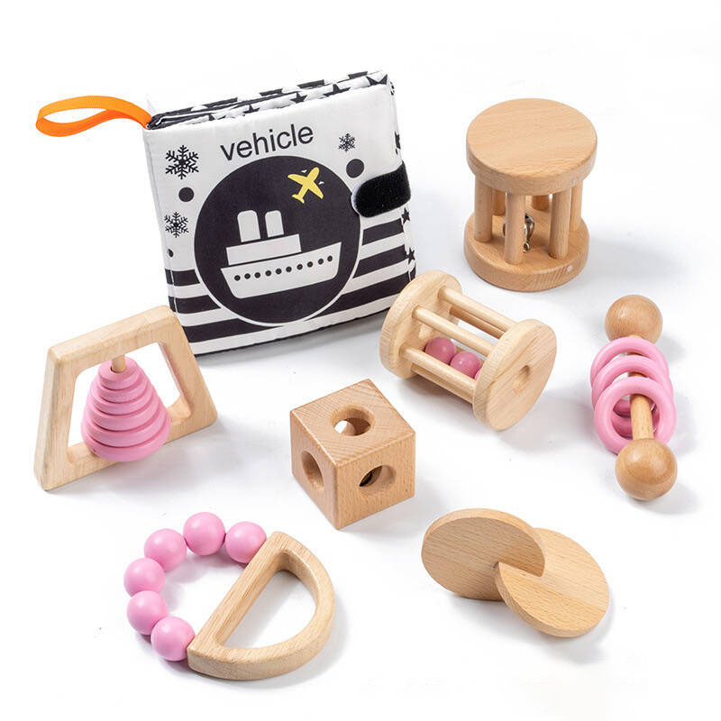A collection of age-appropriate Montessori toys arranged from simple to complex.