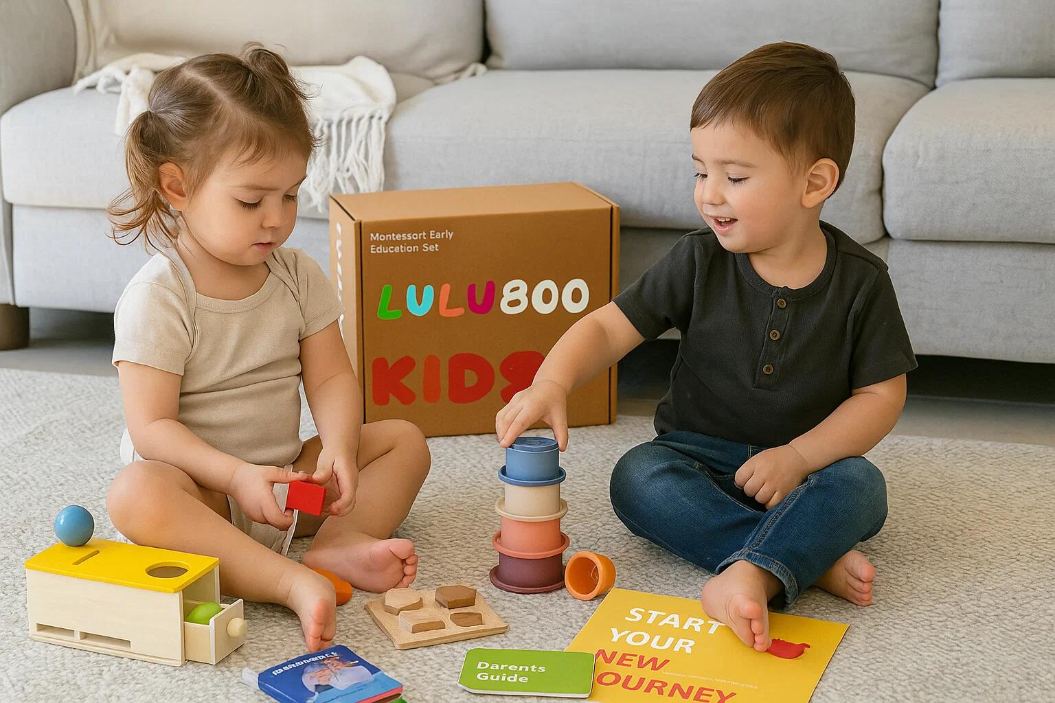 A close-up of a child successfully placing the last piece in a wooden knob puzzle.